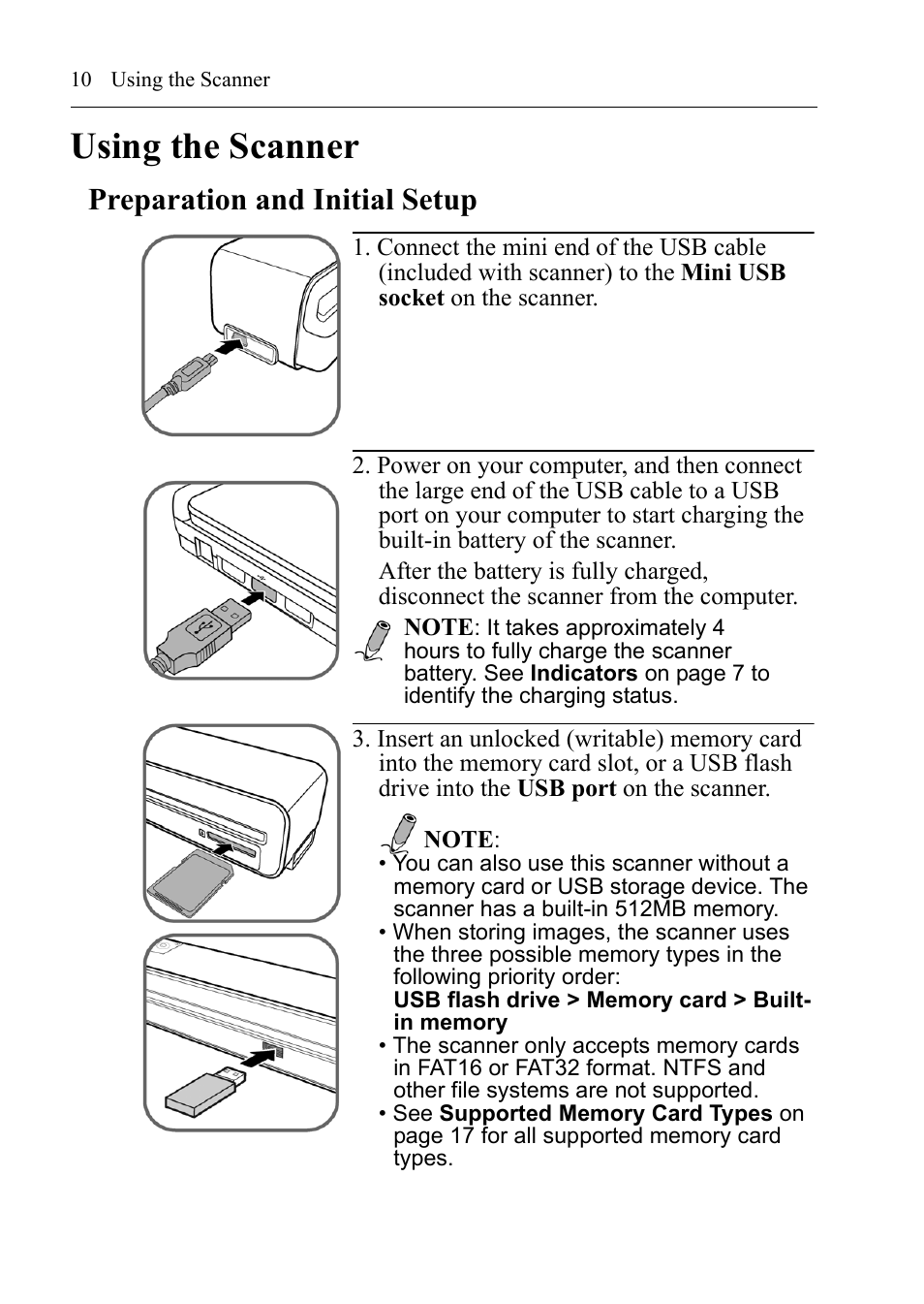 Using the scanner, Preparation and initial setup | I.R.I.S. IRIScan Anywhere 3 User Guide User Manual | Page 13 / 26