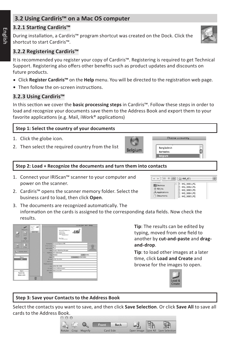 2 using cardiris™ on a mac os computer | I.R.I.S. IRIScan Anywhere 3 Quick Start User Manual | Page 10 / 12