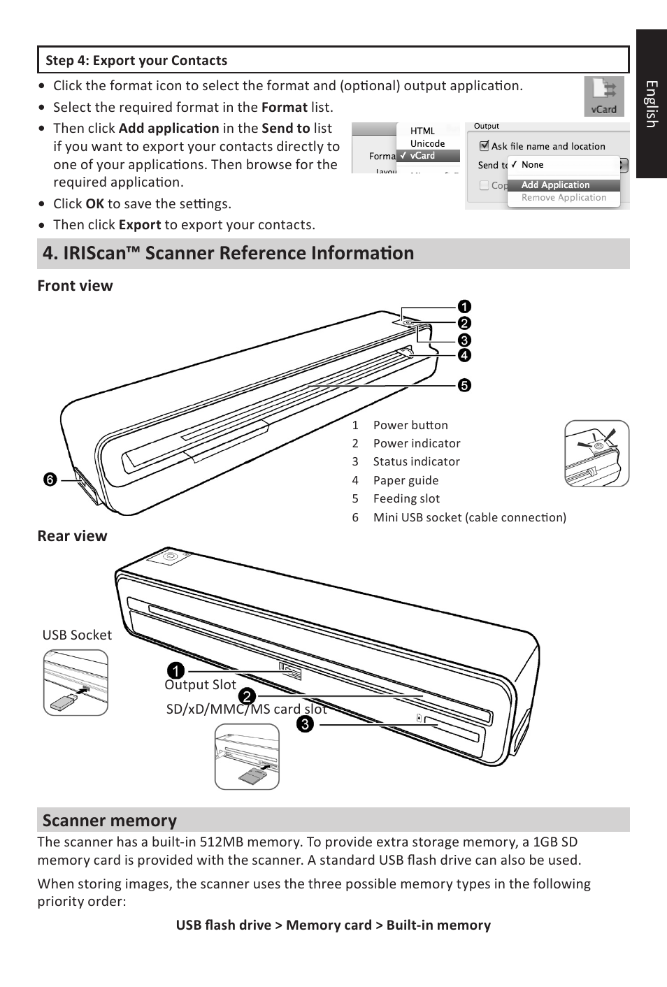 Iriscan™ scanner reference information | I.R.I.S. IRIScan Anywhere 3 Quick Start User Manual | Page 11 / 12