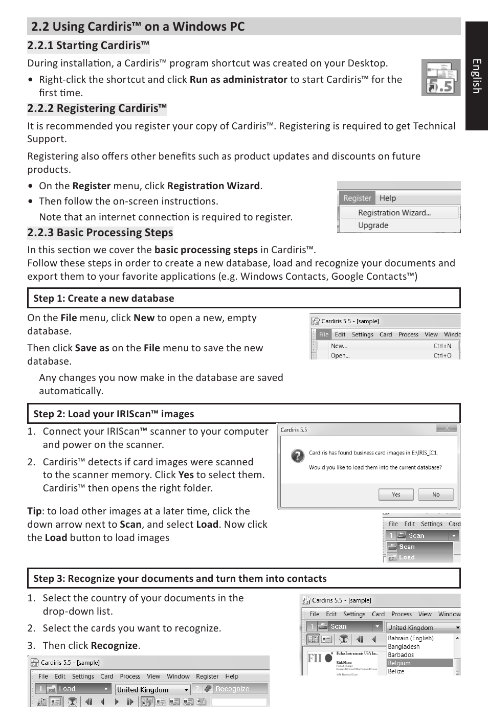 2 using cardiris™ on a windows pc | I.R.I.S. IRIScan Anywhere 3 Quick Start User Manual | Page 5 / 12