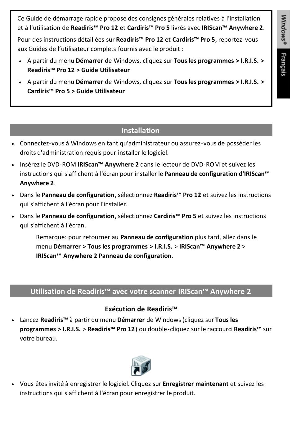 Quick_user_guide_anywhere2pc_fr | I.R.I.S. IRIScan Anywhere 2 Quick Start User Manual | Page 11 / 98