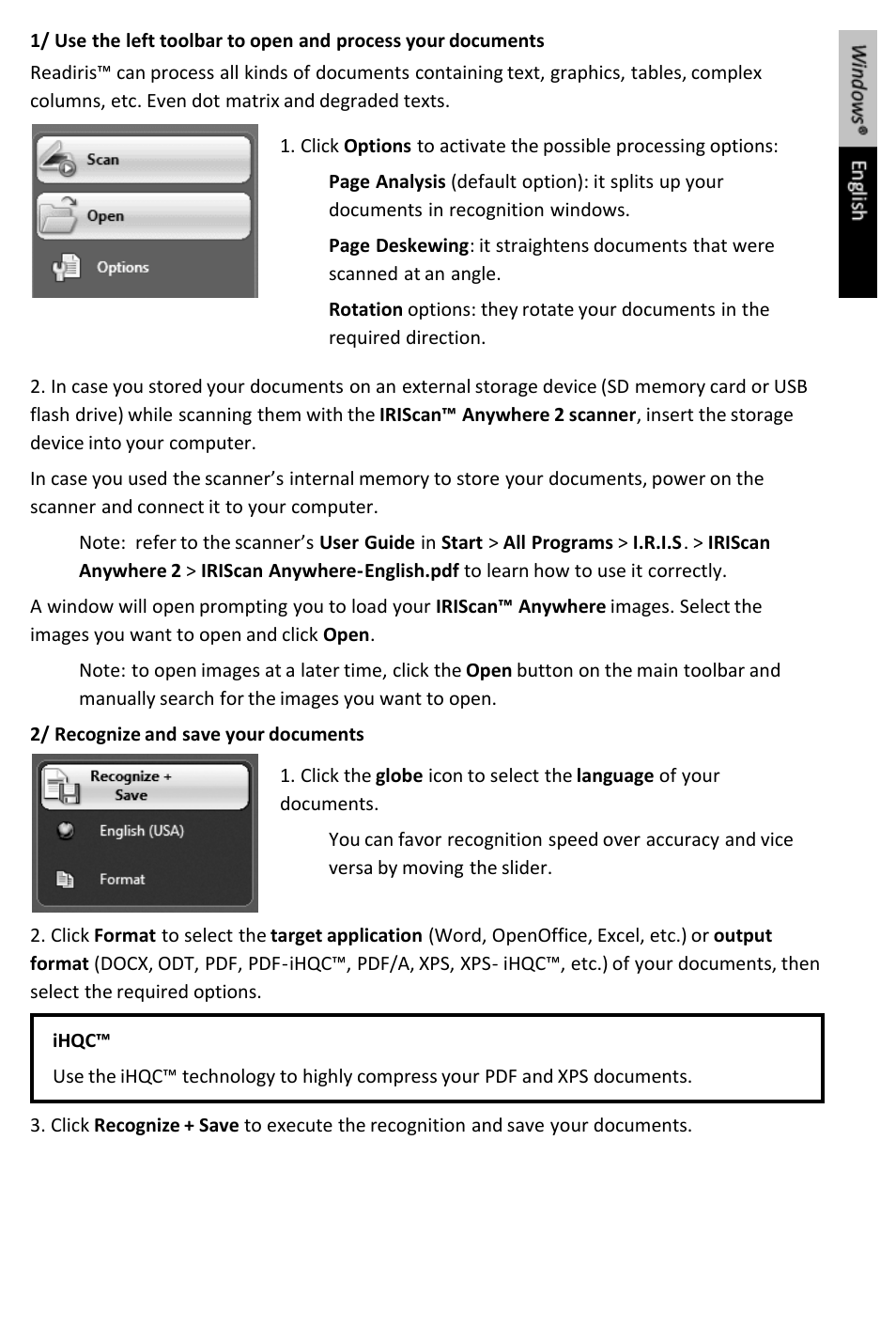 I.R.I.S. IRIScan Anywhere 2 Quick Start User Manual | Page 5 / 98