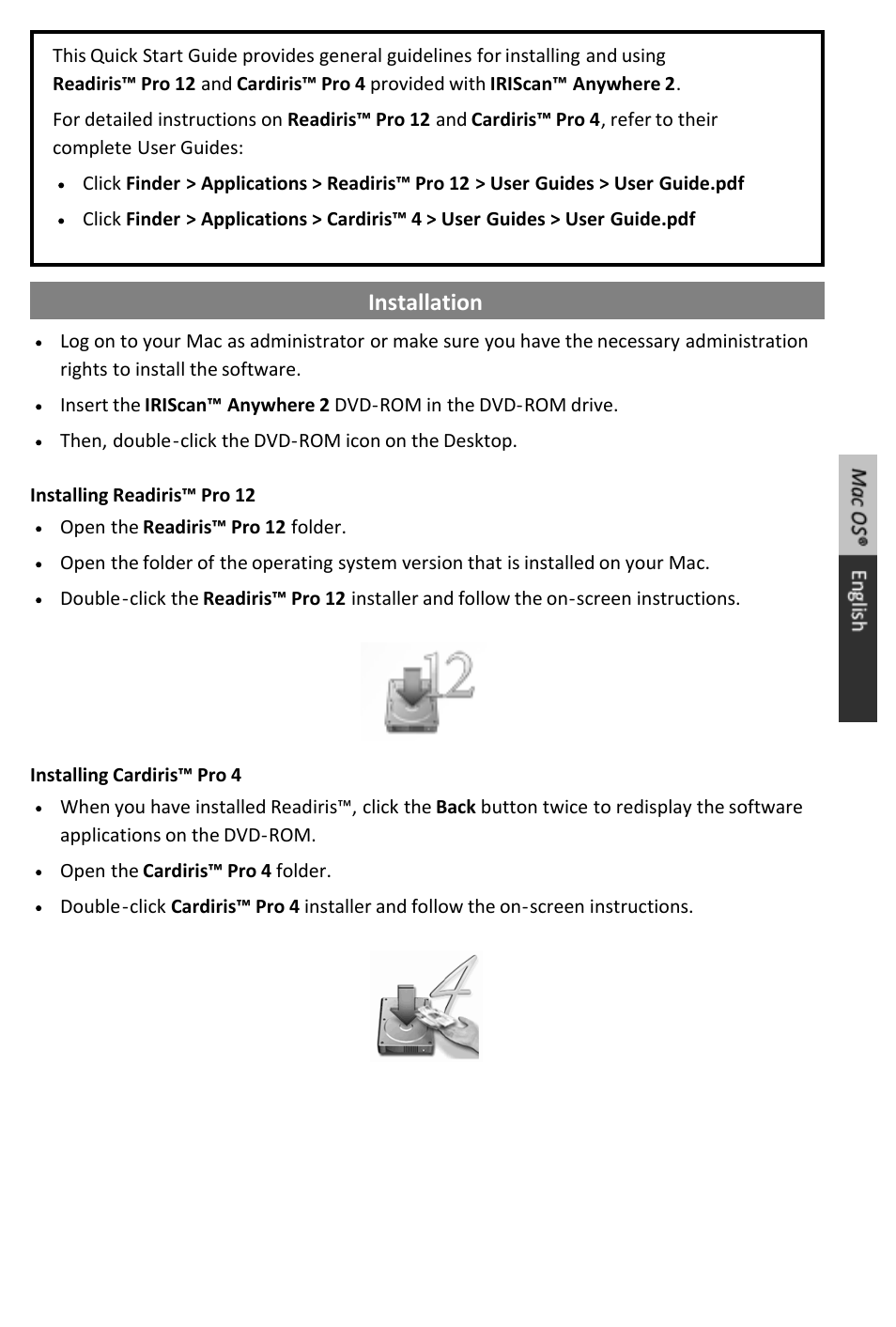 Quick_user_guide_anywhere2mac_en, Installation | I.R.I.S. IRIScan Anywhere 2 Quick Start User Manual | Page 51 / 98