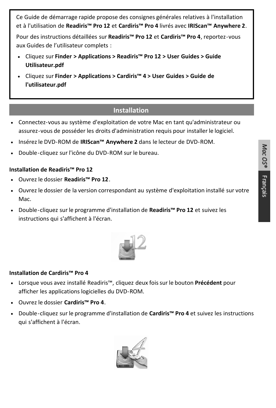 Quick_user_guide_anywhere2mac_fr, Installation | I.R.I.S. IRIScan Anywhere 2 Quick Start User Manual | Page 59 / 98