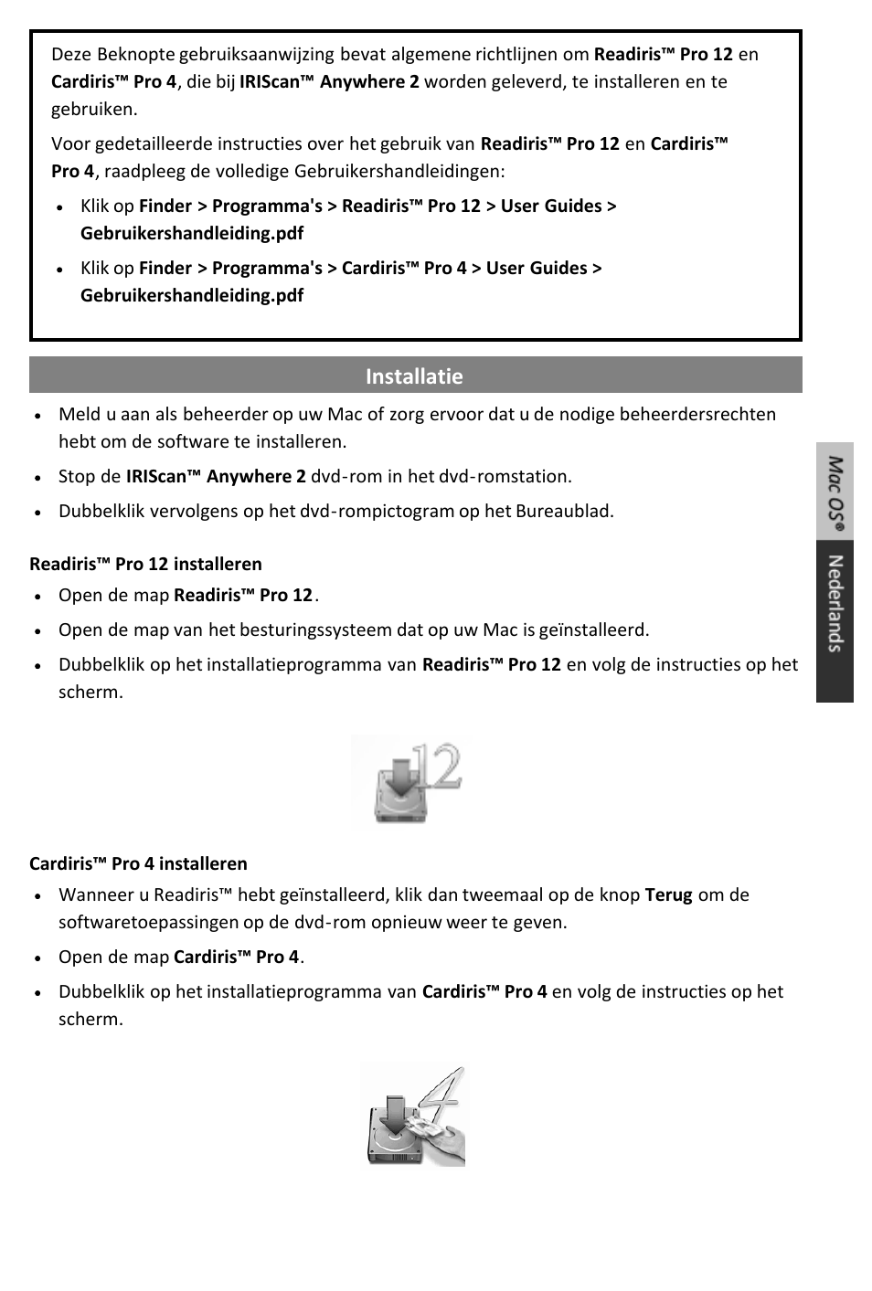 Quick_user_guide_anywhere2mac_nl, Installatie | I.R.I.S. IRIScan Anywhere 2 Quick Start User Manual | Page 67 / 98