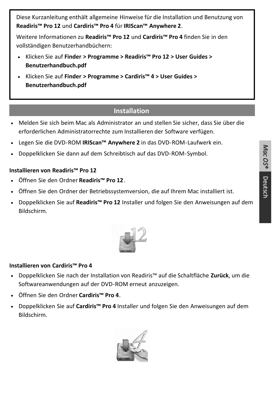 Quick_user_guide_anywhere2mac_de, Installation | I.R.I.S. IRIScan Anywhere 2 Quick Start User Manual | Page 75 / 98