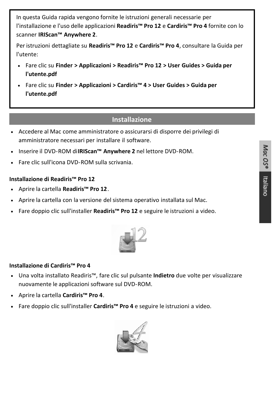 Quick_user_guide_anywhere2mac_it, Installazione | I.R.I.S. IRIScan Anywhere 2 Quick Start User Manual | Page 83 / 98