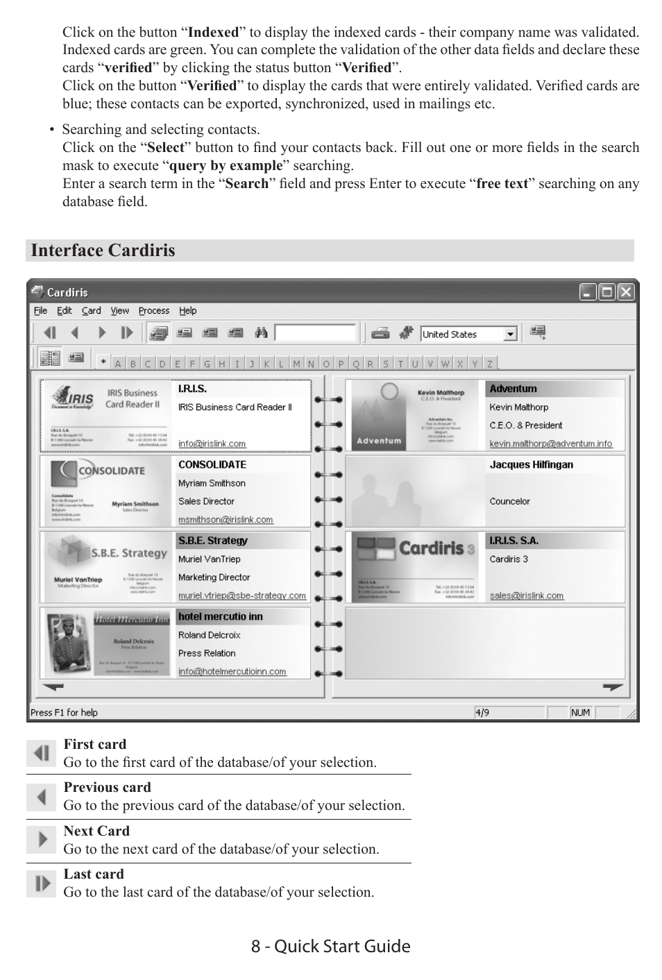 Interface cardiris, 8 - quick start guide | I.R.I.S. IRIScan Express 2 for Windows Quick Start User Manual | Page 7 / 10