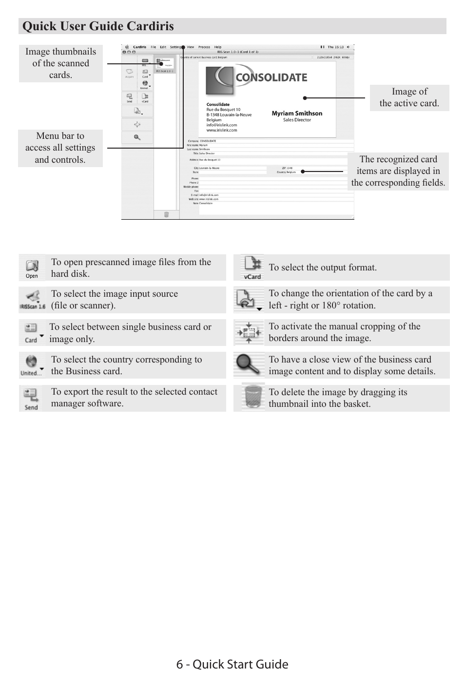 Quick user guide cardiris 6 - quick start guide | I.R.I.S. IRIScan Express 2 for Mac Quick Start User Manual | Page 5 / 5