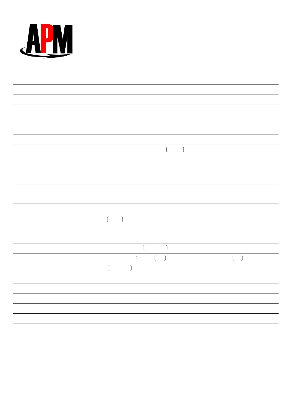 Apm co., ltd, Specifications | APM 30 series User Manual | Page 2 / 2