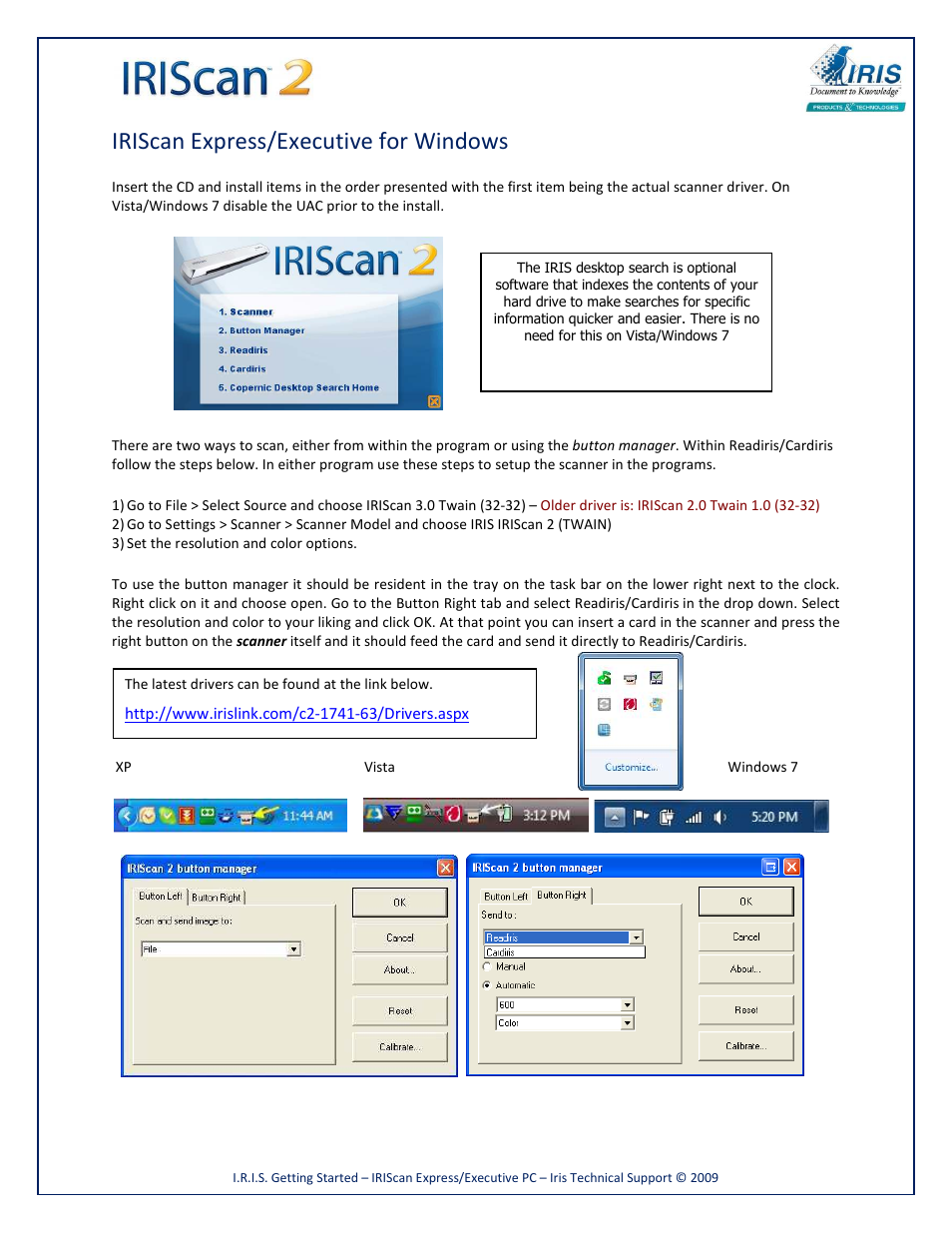 I.R.I.S. IRIScan 2 for Windows User Manual | 3 pages