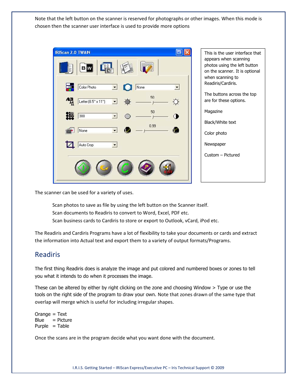 Readiris | I.R.I.S. IRIScan 2 for Windows User Manual | Page 2 / 3