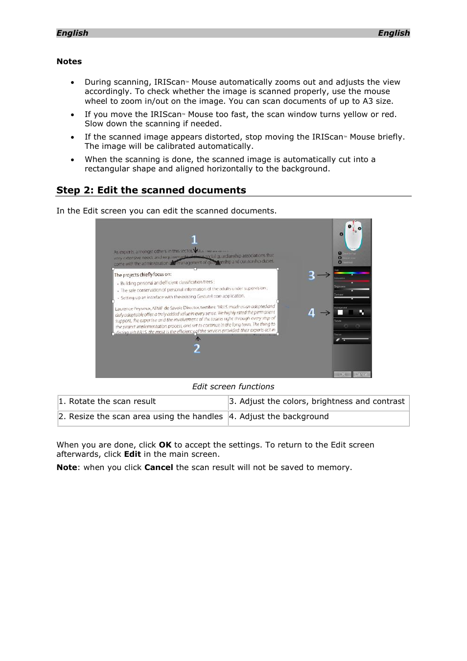 Step 2: edit the scanned documents | I.R.I.S. IRISCan Mouse 2 User Manual | Page 6 / 10