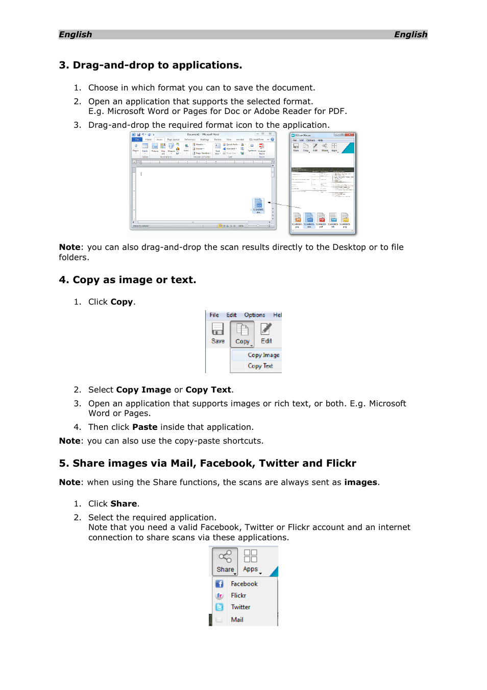 Drag-and-drop to applications, Copy as image or text | I.R.I.S. IRISCan Mouse 2 User Manual | Page 8 / 10