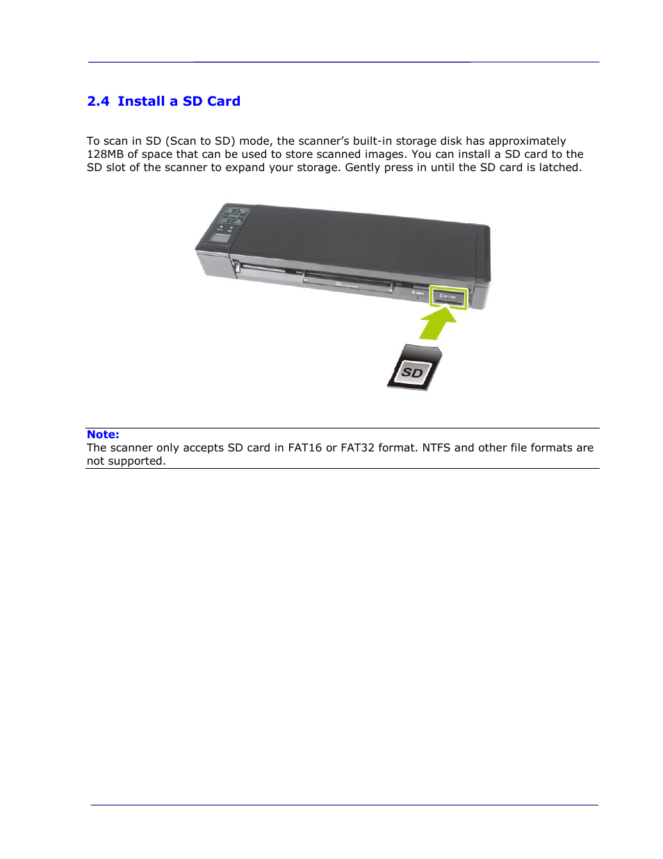 4 install a sd card, Install a sd card -5 | I.R.I.S. IRIScan Pro 3 Wi-Fi User Guide User Manual | Page 18 / 85