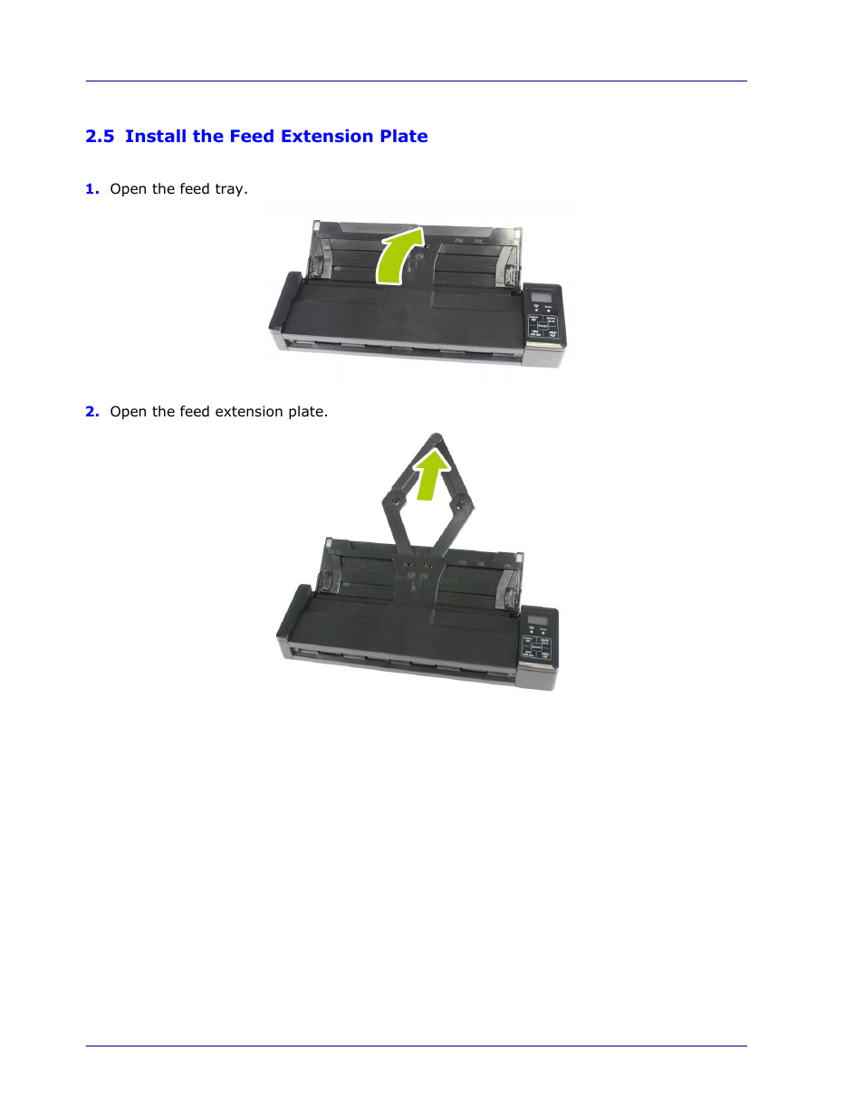 5 install the feed extension plate, Install the feed extension plate -6 | I.R.I.S. IRIScan Pro 3 Wi-Fi User Guide User Manual | Page 19 / 85