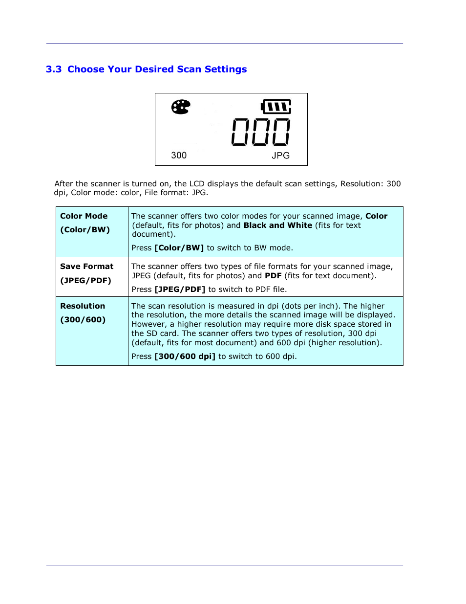 3 choose your desired scan settings, Choose your desired scan settings -2 | I.R.I.S. IRIScan Pro 3 Wi-Fi User Guide User Manual | Page 27 / 85