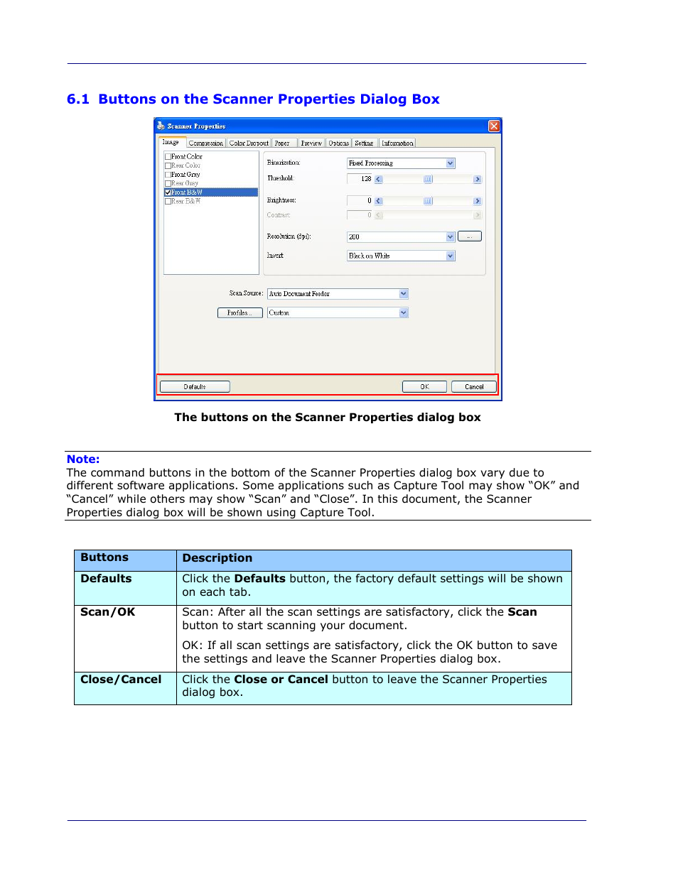 1 buttons on the scanner properties dialog box, Buttons on the scanner properties dialog box -2 | I.R.I.S. IRIScan Pro 3 Wi-Fi User Guide User Manual | Page 47 / 85