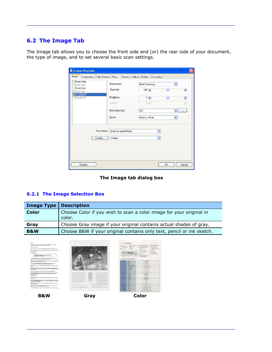 2 the image tab, 1 the image selection box, The image tab -4 | The image selection box -4 | I.R.I.S. IRIScan Pro 3 Wi-Fi User Guide User Manual | Page 49 / 85