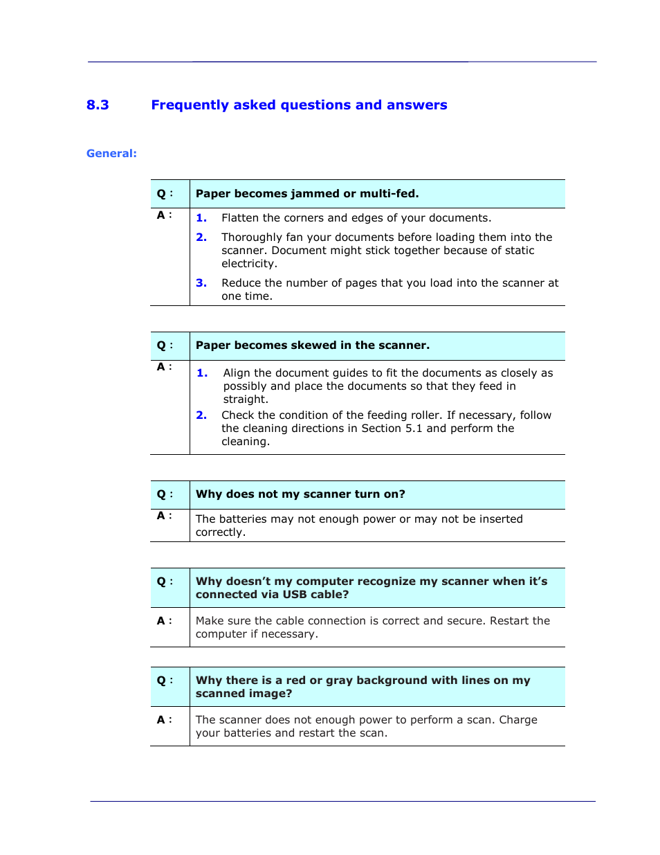 3 frequently asked questions and answers, Frequently asked questions and answers -3 | I.R.I.S. IRIScan Pro 3 Wi-Fi User Guide User Manual | Page 79 / 85