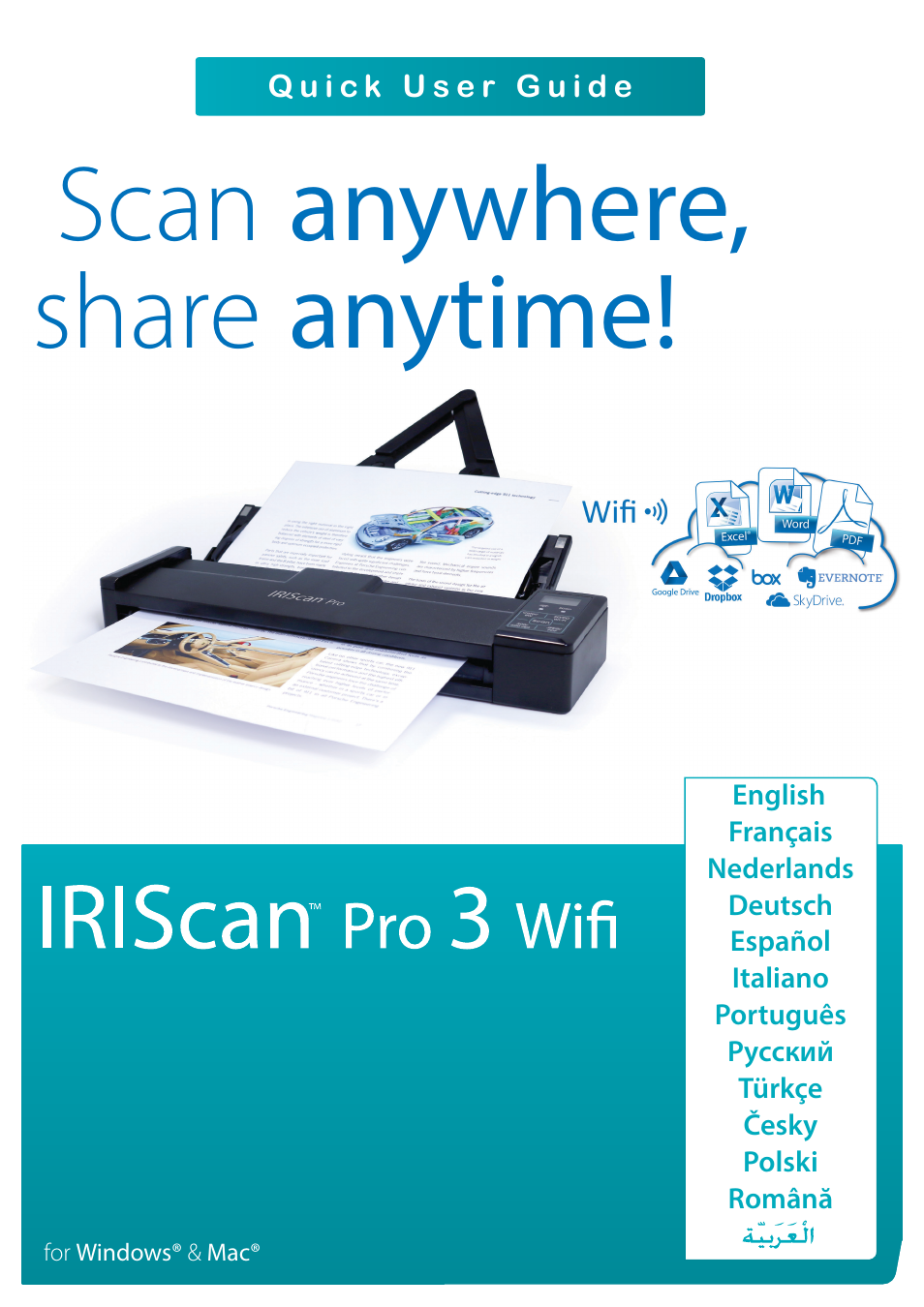 I.R.I.S. IRIScan Pro 3 Wi-Fi Quick Start User Manual | 166 pages