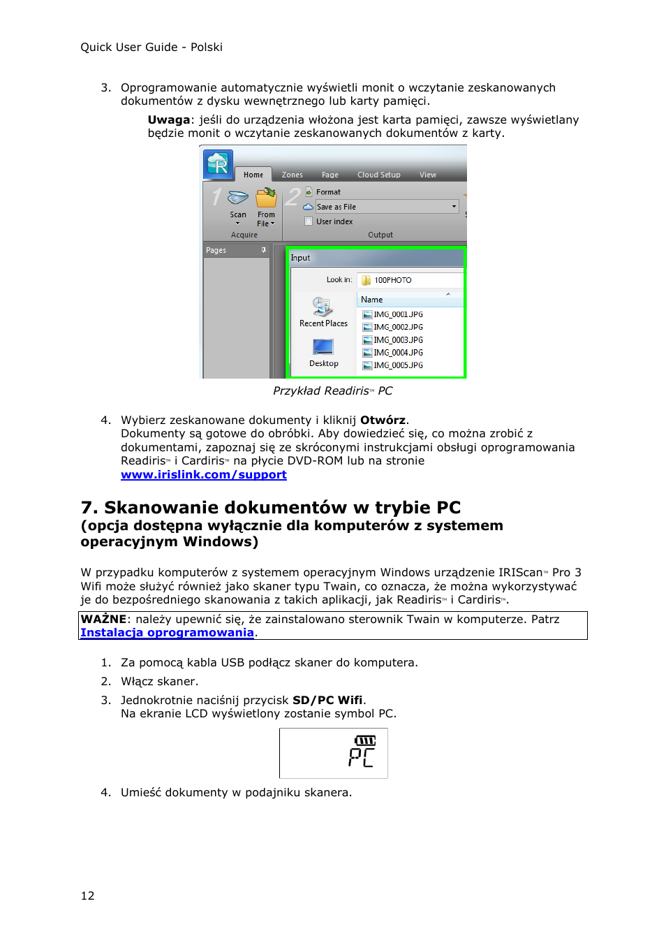 Skanowanie dokumentów w trybie pc | I.R.I.S. IRIScan Pro 3 Wi-Fi Quick Start User Manual | Page 138 / 166