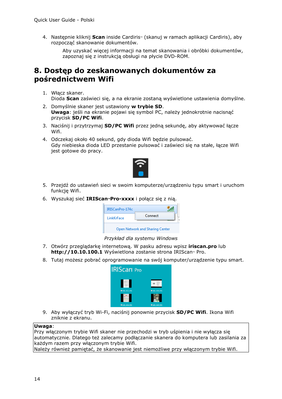 I.R.I.S. IRIScan Pro 3 Wi-Fi Quick Start User Manual | Page 140 / 166