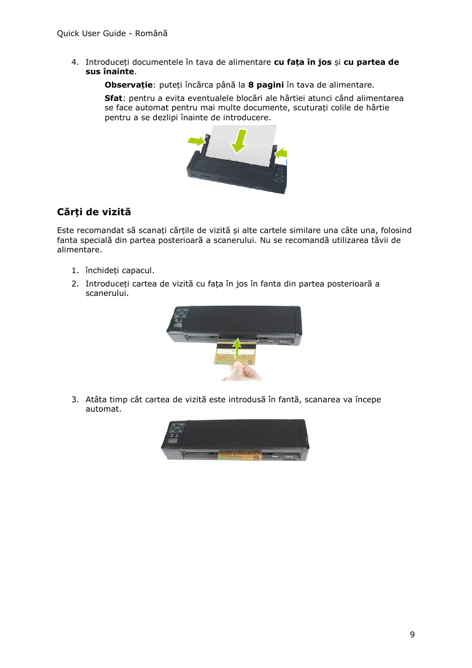 Cărți de vizită | I.R.I.S. IRIScan Pro 3 Wi-Fi Quick Start User Manual | Page 148 / 166