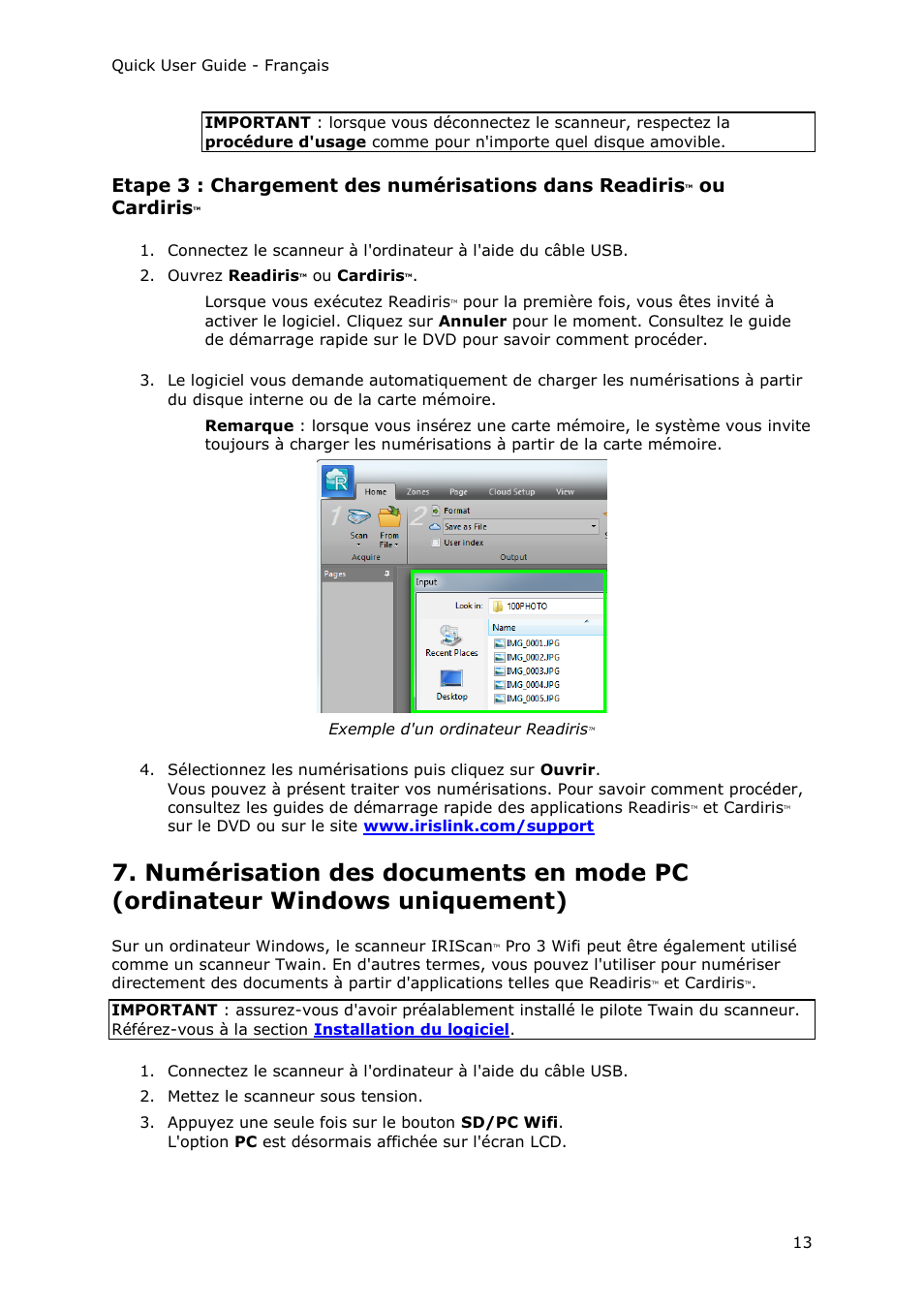 Ou cardiris | I.R.I.S. IRIScan Pro 3 Wi-Fi Quick Start User Manual | Page 23 / 166