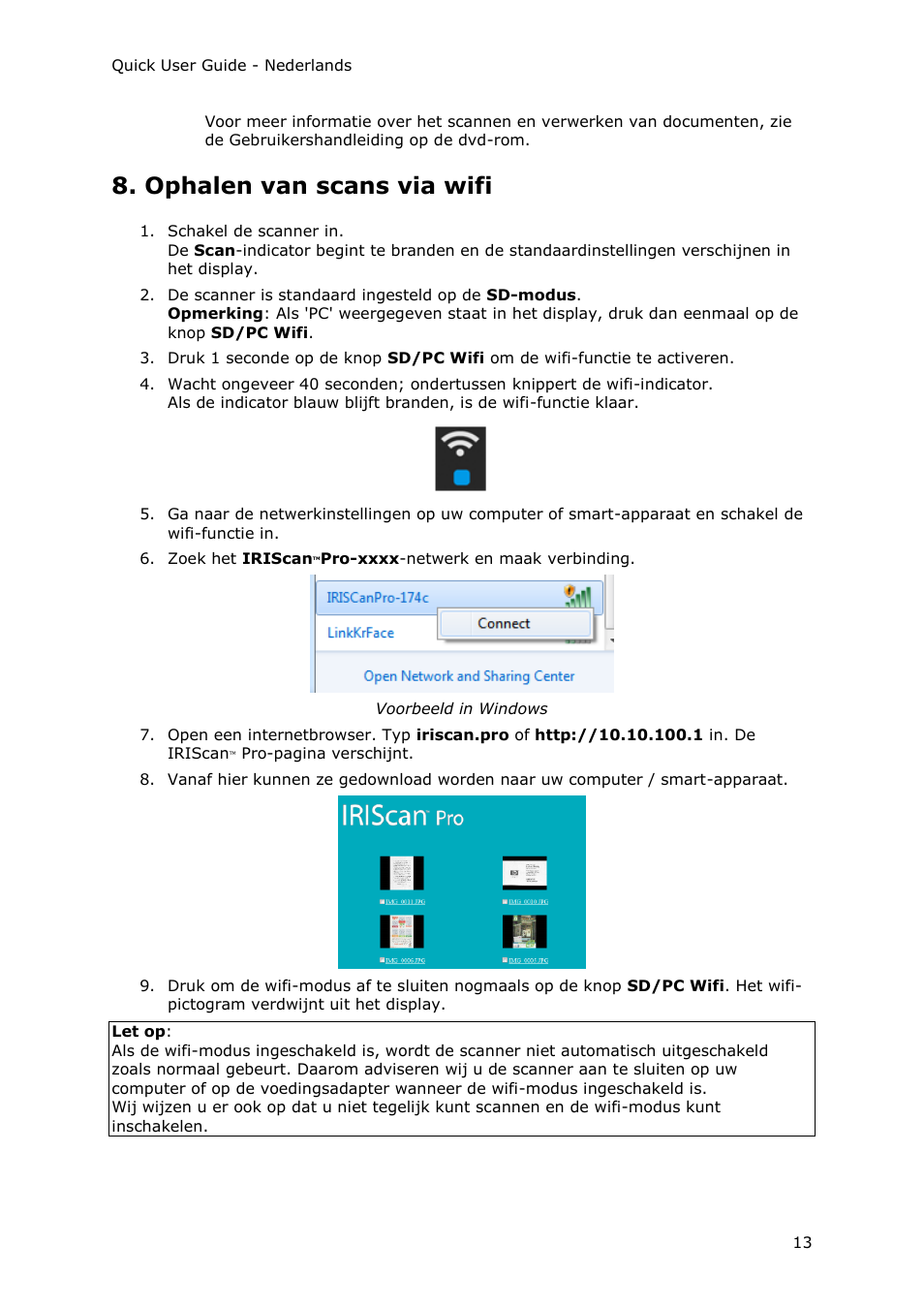 Ophalen van scans via wifi | I.R.I.S. IRIScan Pro 3 Wi-Fi Quick Start User Manual | Page 38 / 166