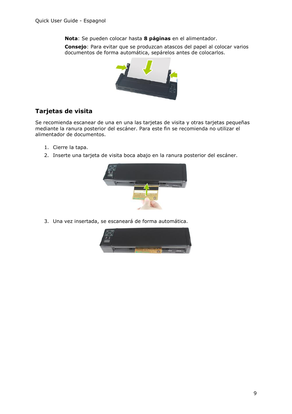 Tarjetas de visita | I.R.I.S. IRIScan Pro 3 Wi-Fi Quick Start User Manual | Page 59 / 166