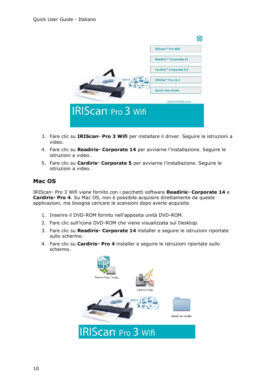 Mac os | I.R.I.S. IRIScan Pro 3 Wi-Fi Quick Start User Manual | Page 73 / 166