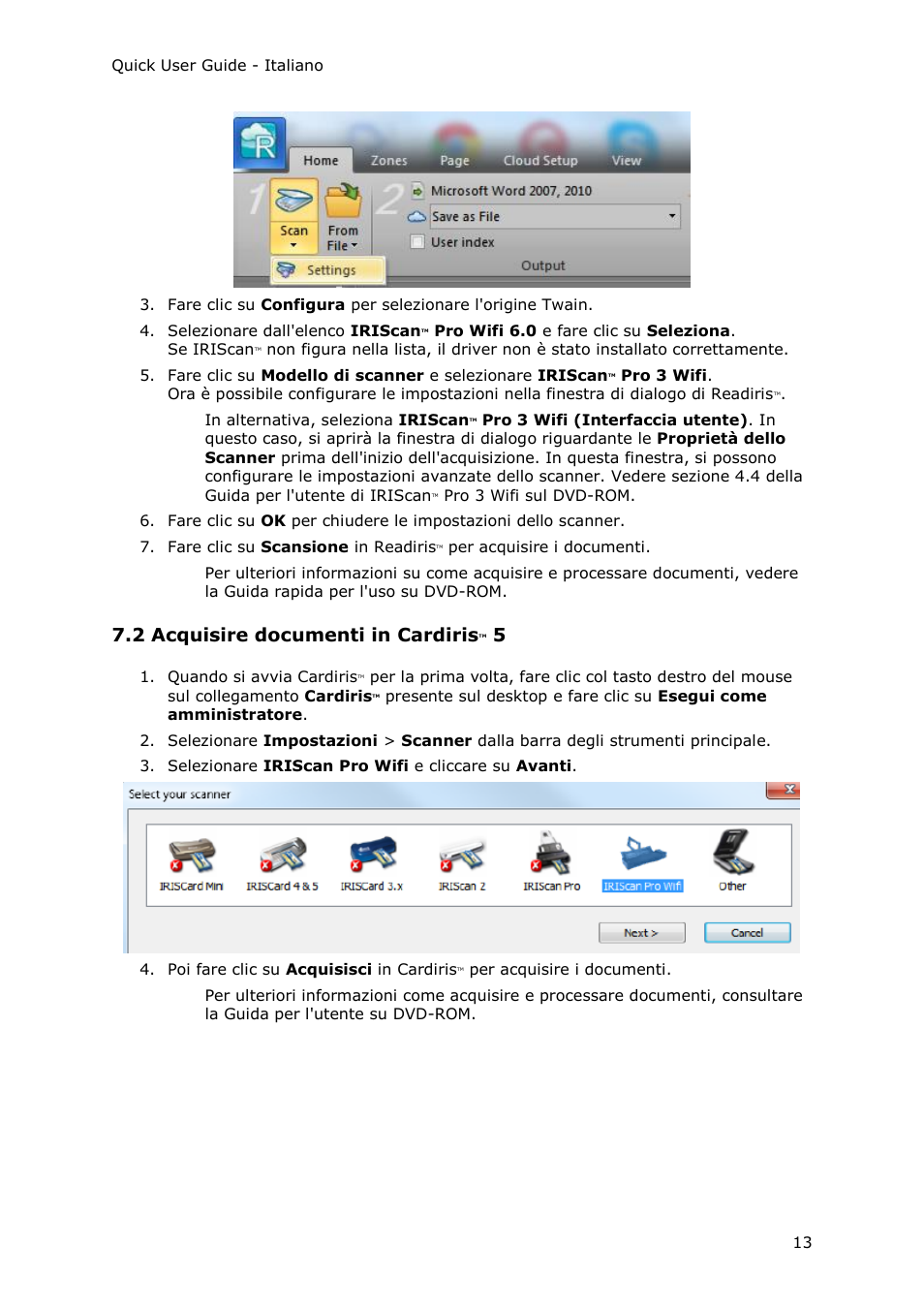 2 acquisire documenti in cardiristm 5, 2 acquisire documenti in cardiris | I.R.I.S. IRIScan Pro 3 Wi-Fi Quick Start User Manual | Page 76 / 166