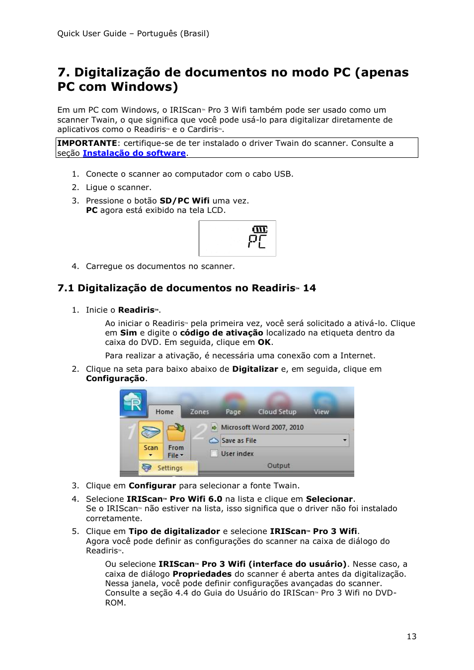 1 digitalização de documentos no readiristm 14, 1 digitalização de documentos no readiris | I.R.I.S. IRIScan Pro 3 Wi-Fi Quick Start User Manual | Page 89 / 166