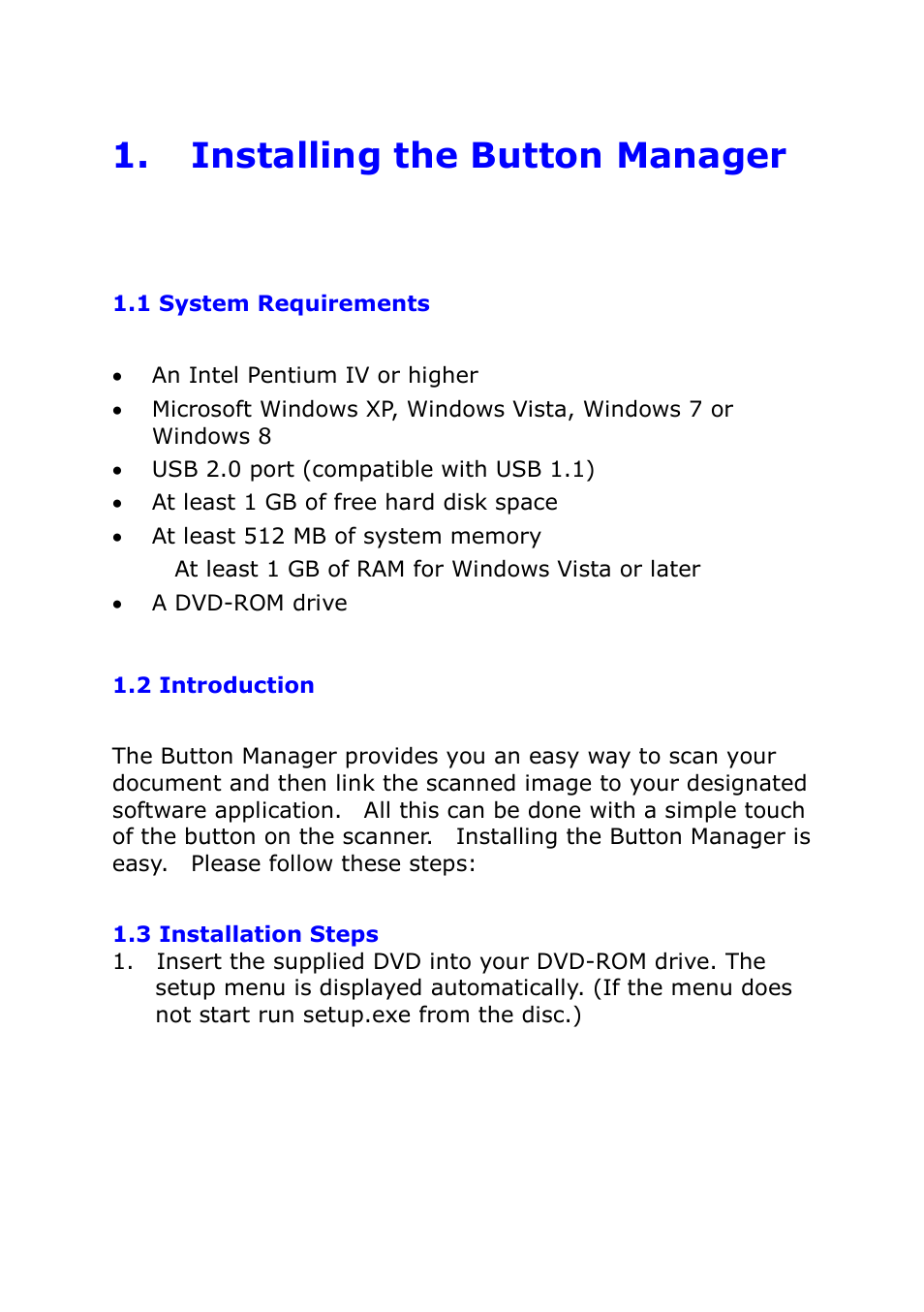 Installing the button manager | I.R.I.S. IRIScan Pro 3 Cloud Button Manager User Manual | Page 4 / 49