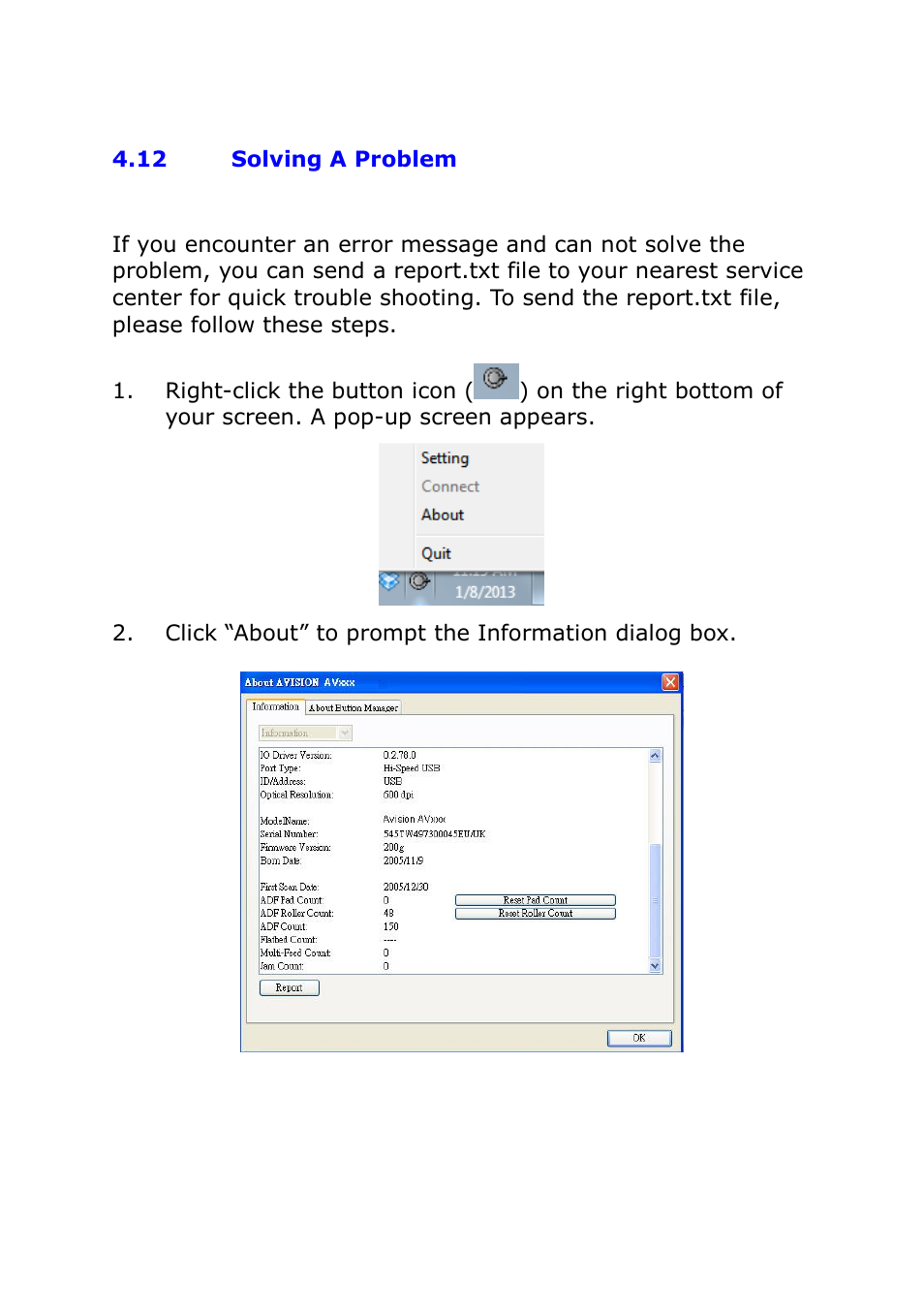 12 solving a problem, Solving a problem | I.R.I.S. IRIScan Pro 3 Cloud Button Manager User Manual | Page 46 / 49