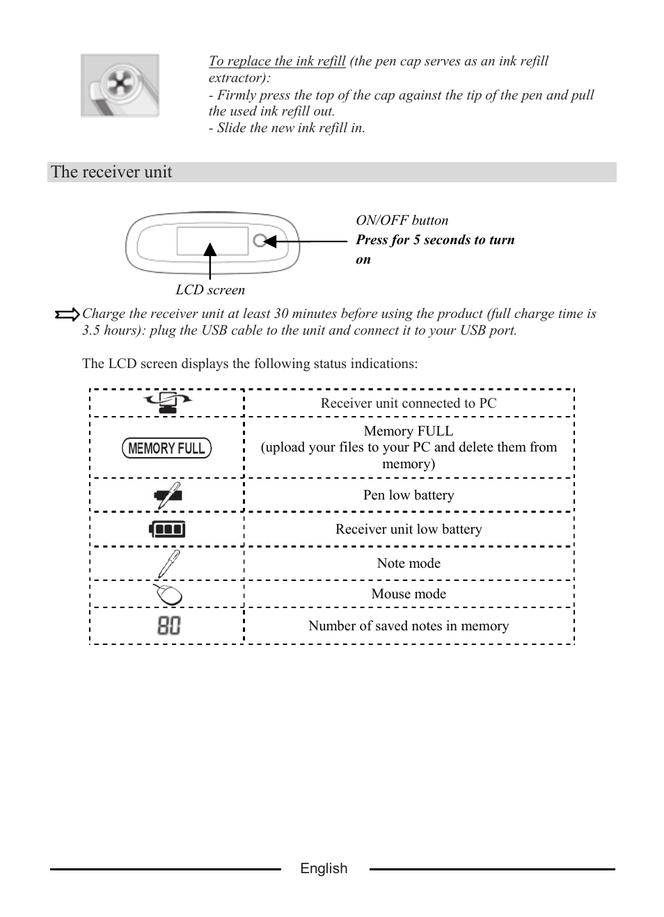 The receiver unit | I.R.I.S. IRISNotes Express 2 User Manual | Page 3 / 56