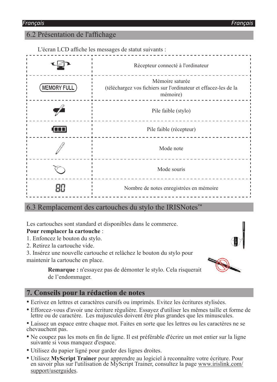 2 présentation de l'affichage | I.R.I.S. IRISNotes Executive 2 User Manual | Page 20 / 92