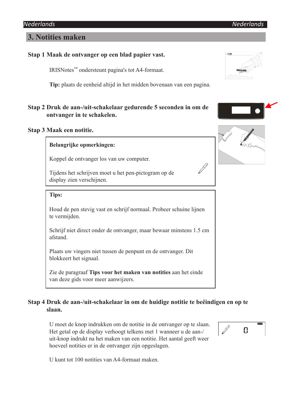 Notities maken | I.R.I.S. IRISNotes Executive 2 User Manual | Page 23 / 92