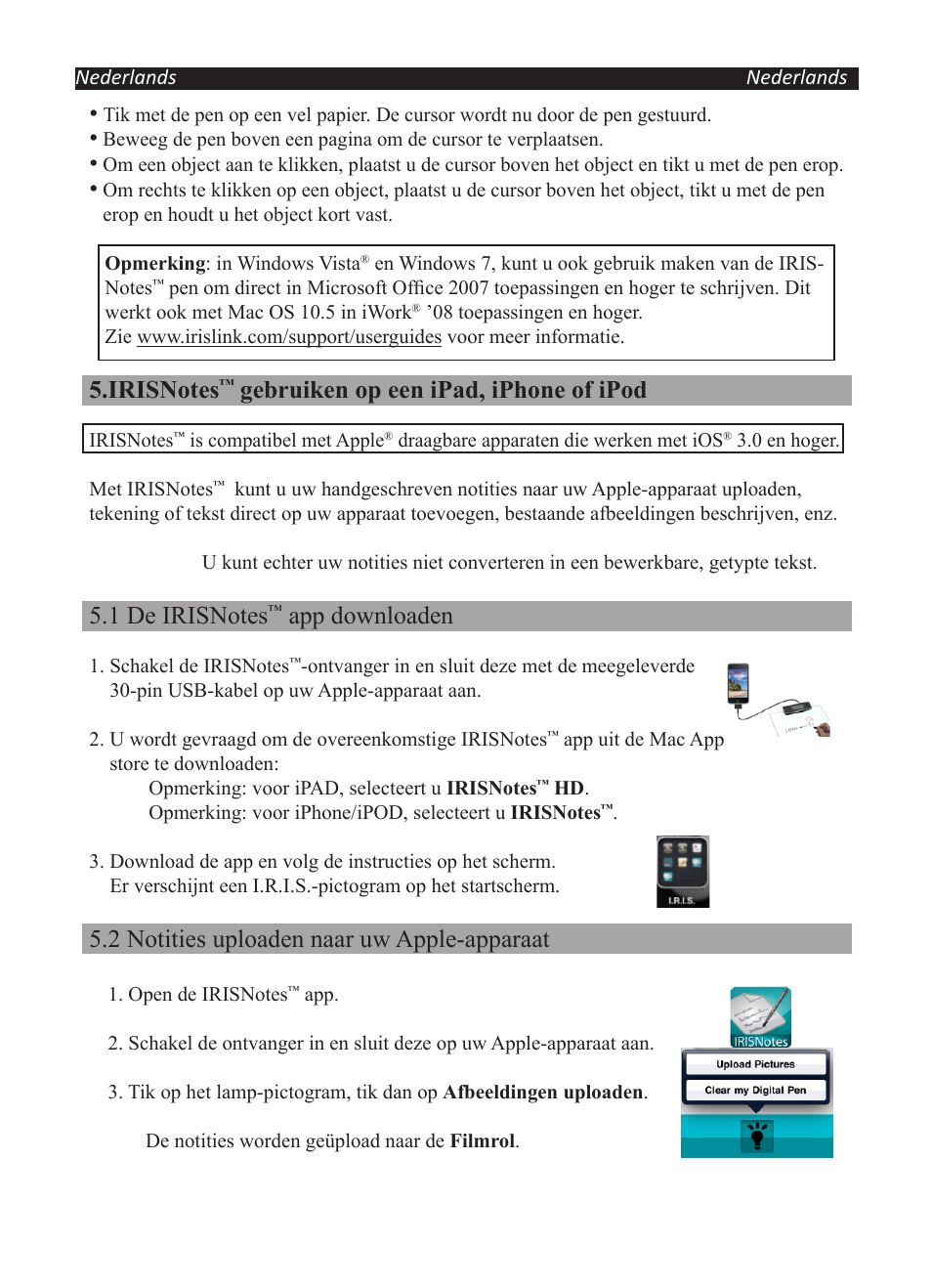 Gebruiken op een ipad, iphone of ipod, App downloaden, 2 notities uploaden naar uw apple-apparaat | I.R.I.S. IRISNotes Executive 2 User Manual | Page 28 / 92