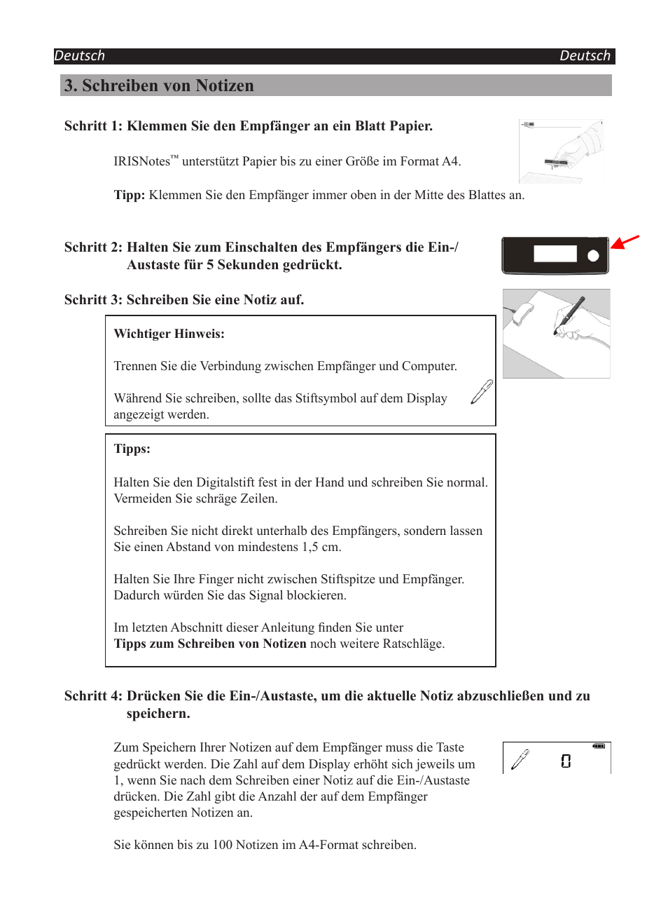 Schreiben von notizen | I.R.I.S. IRISNotes Executive 2 User Manual | Page 33 / 92