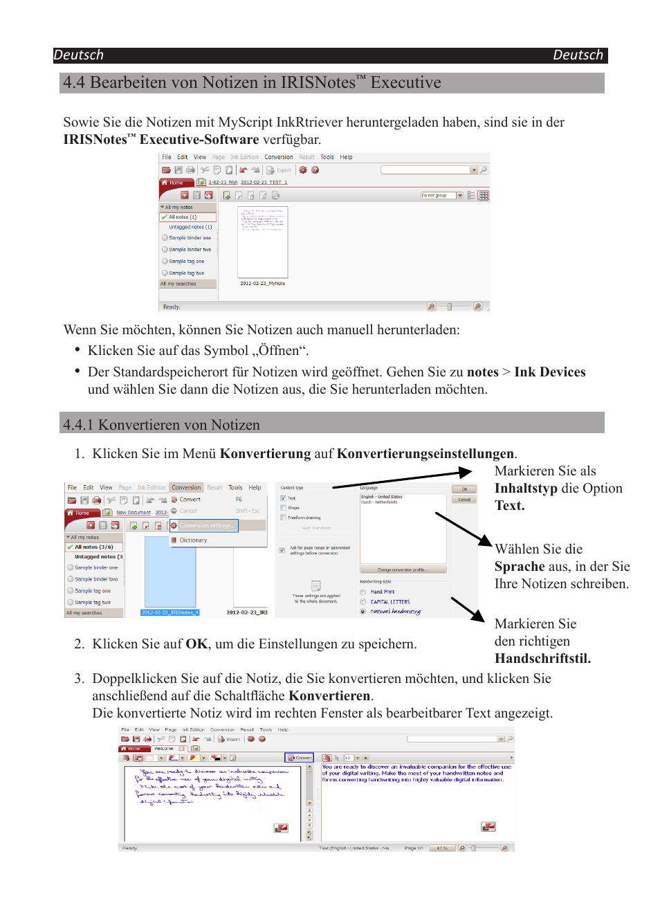 Executive | I.R.I.S. IRISNotes Executive 2 User Manual | Page 36 / 92