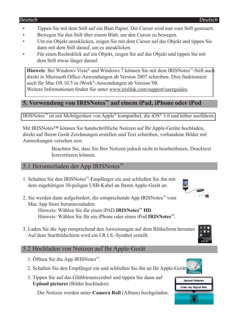 Auf einem ipad, iphone oder ipod, 2 hochladen von notizen auf ihr apple-gerät | I.R.I.S. IRISNotes Executive 2 User Manual | Page 38 / 92