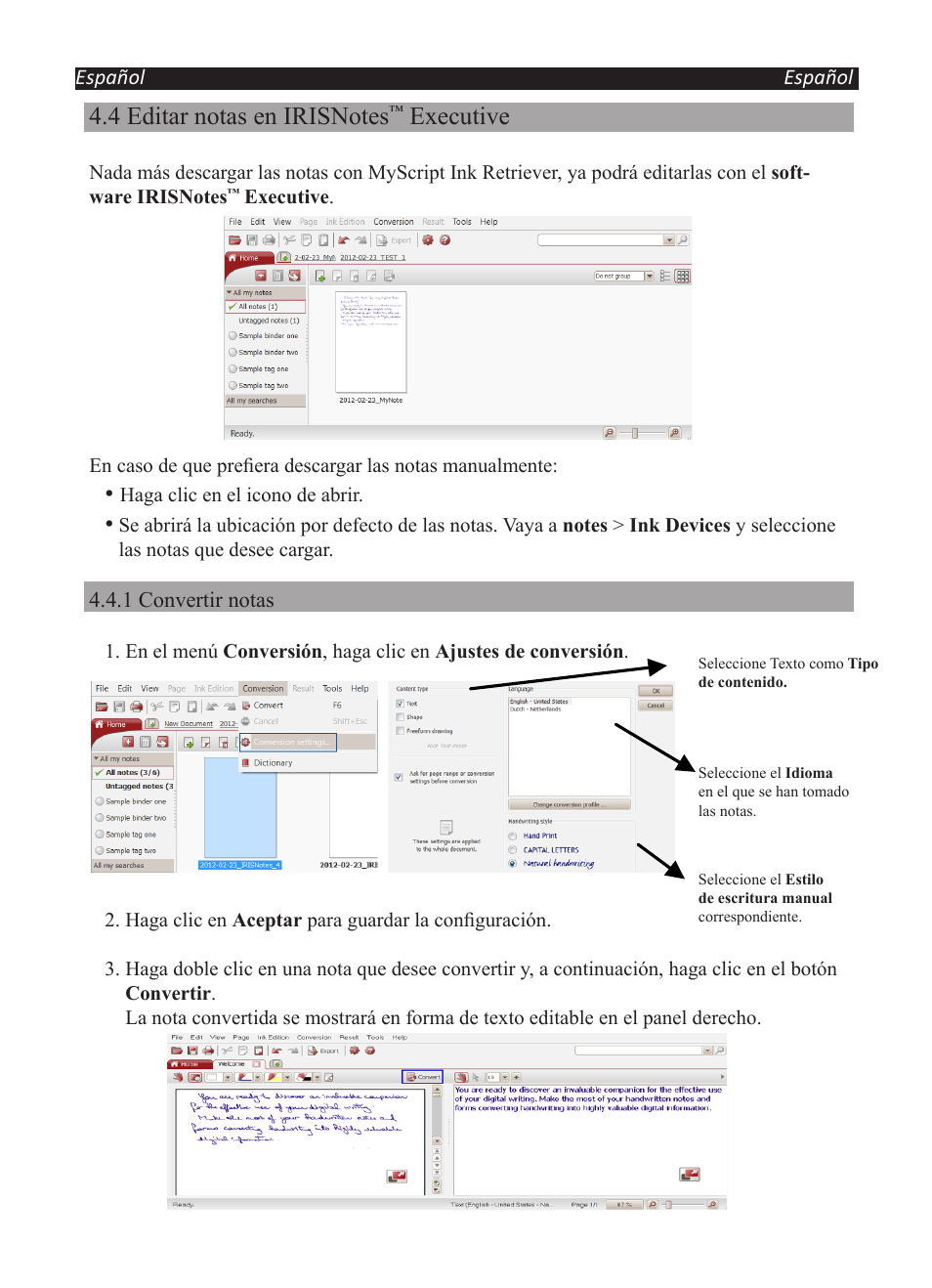 Executive | I.R.I.S. IRISNotes Executive 2 User Manual | Page 46 / 92