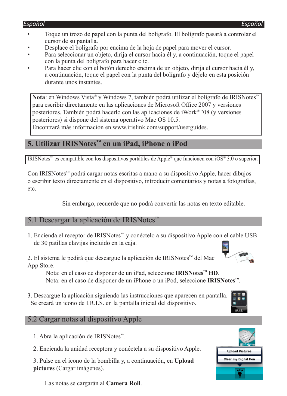 En un ipad, iphone o ipod, 2 cargar notas al dispositivo apple | I.R.I.S. IRISNotes Executive 2 User Manual | Page 48 / 92