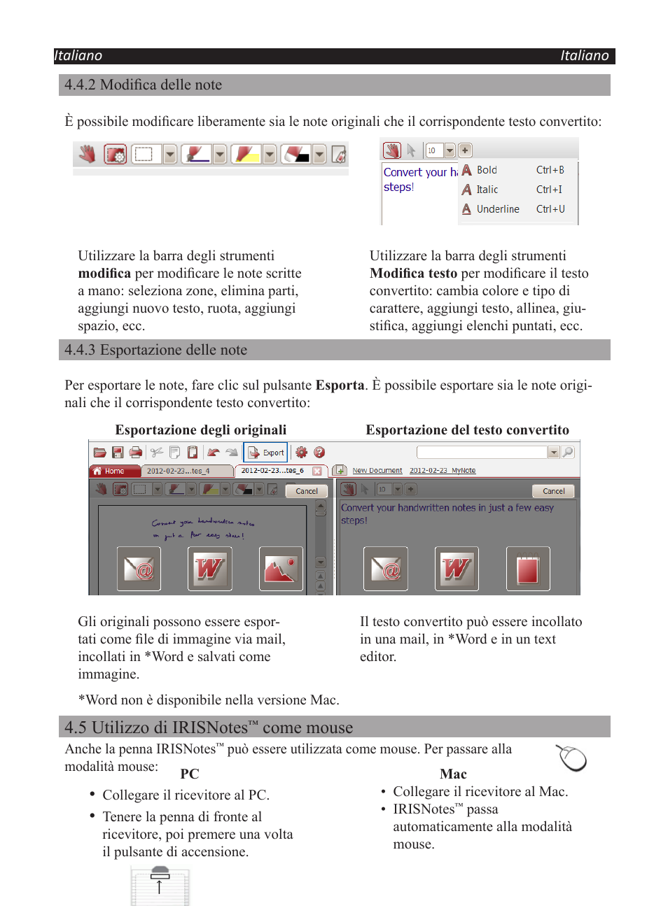 Come mouse | I.R.I.S. IRISNotes Executive 2 User Manual | Page 57 / 92