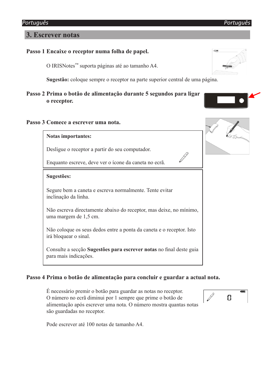 Escrever notas | I.R.I.S. IRISNotes Executive 2 User Manual | Page 63 / 92