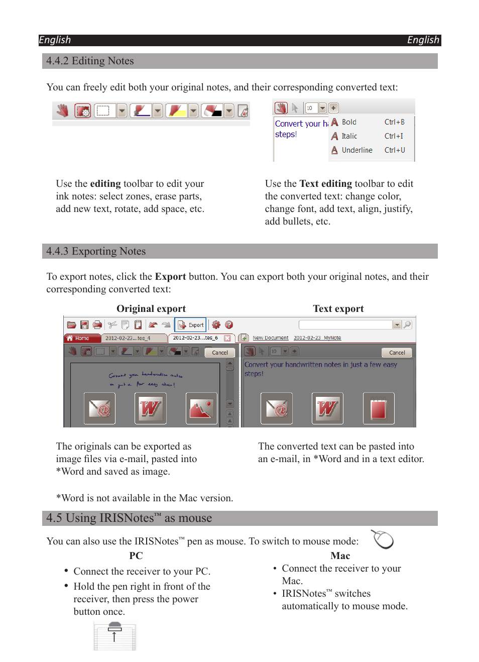 As mouse | I.R.I.S. IRISNotes Executive 2 User Manual | Page 7 / 92