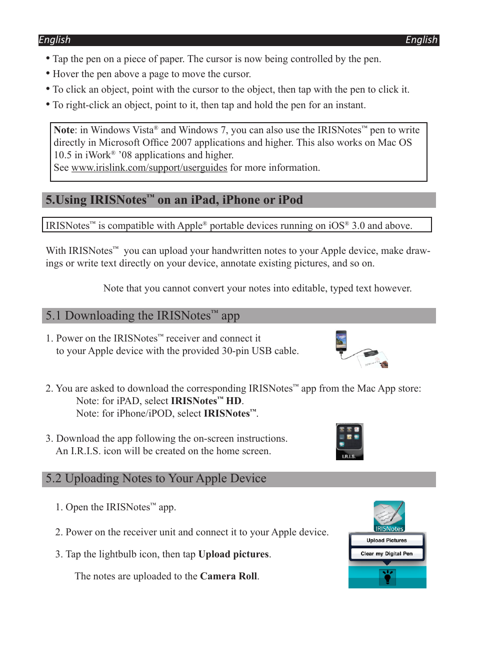 On an ipad, iphone or ipod | I.R.I.S. IRISNotes Executive 2 User Manual | Page 8 / 92