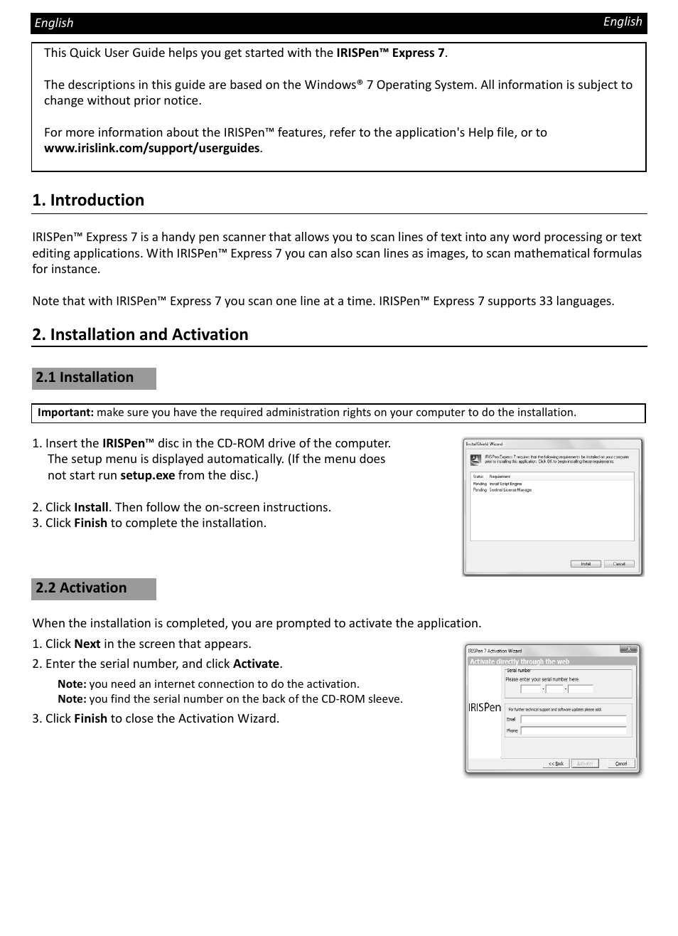 I.R.I.S. IRISPen Express 7 User Manual | 4 pages